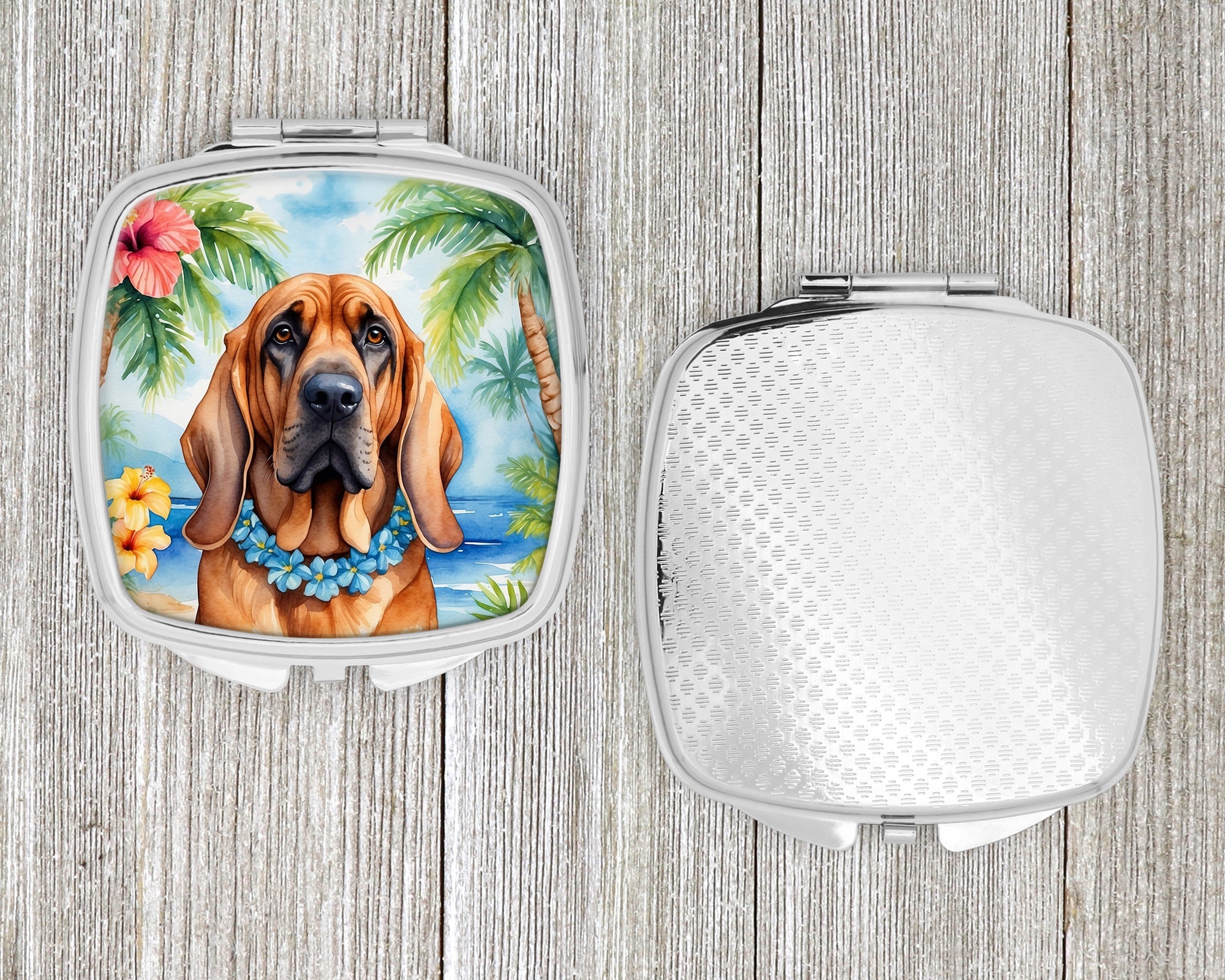 Bloodhound Luau Compact Mirror Decorative Travel Makeup Mirror for Women Girls Gifts Pocket Makeup Mirror Folding Handheld