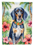 Bluetick Coonhound Luau House Flag 28x40 Porch Sleeve Pole Decorative Outside Yard Banner Artwork Wall Hanging, Polyester