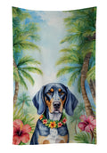 Bluetick Coonhound Luau Kitchen Towel Velour Plush Front and Cotton Loop Back Machine Washable