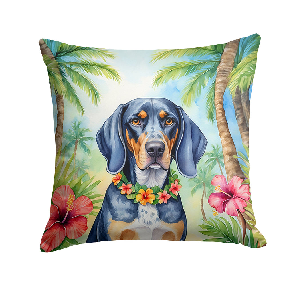 Bluetick Coonhound Luau Decorative Throw Pillow 18x18 Indoor Outdoor Accent Cushion, Fabric Cover with Insert for Sofa, Bed, Porch & Living Room