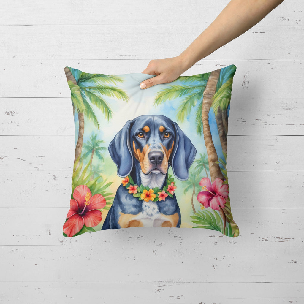 Bluetick Coonhound Luau Decorative Throw Pillow 18x18 Indoor Outdoor Accent Cushion, Fabric Cover with Insert for Sofa, Bed, Porch & Living Room