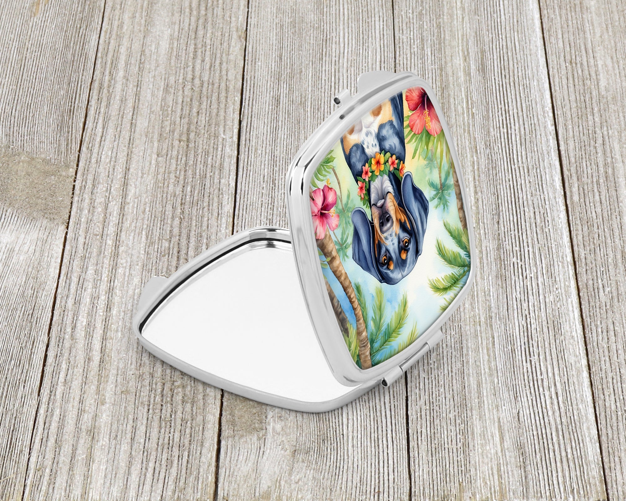 Bluetick Coonhound Luau Compact Mirror Decorative Travel Makeup Mirror for Women Girls Gifts Pocket Makeup Mirror Folding Handheld