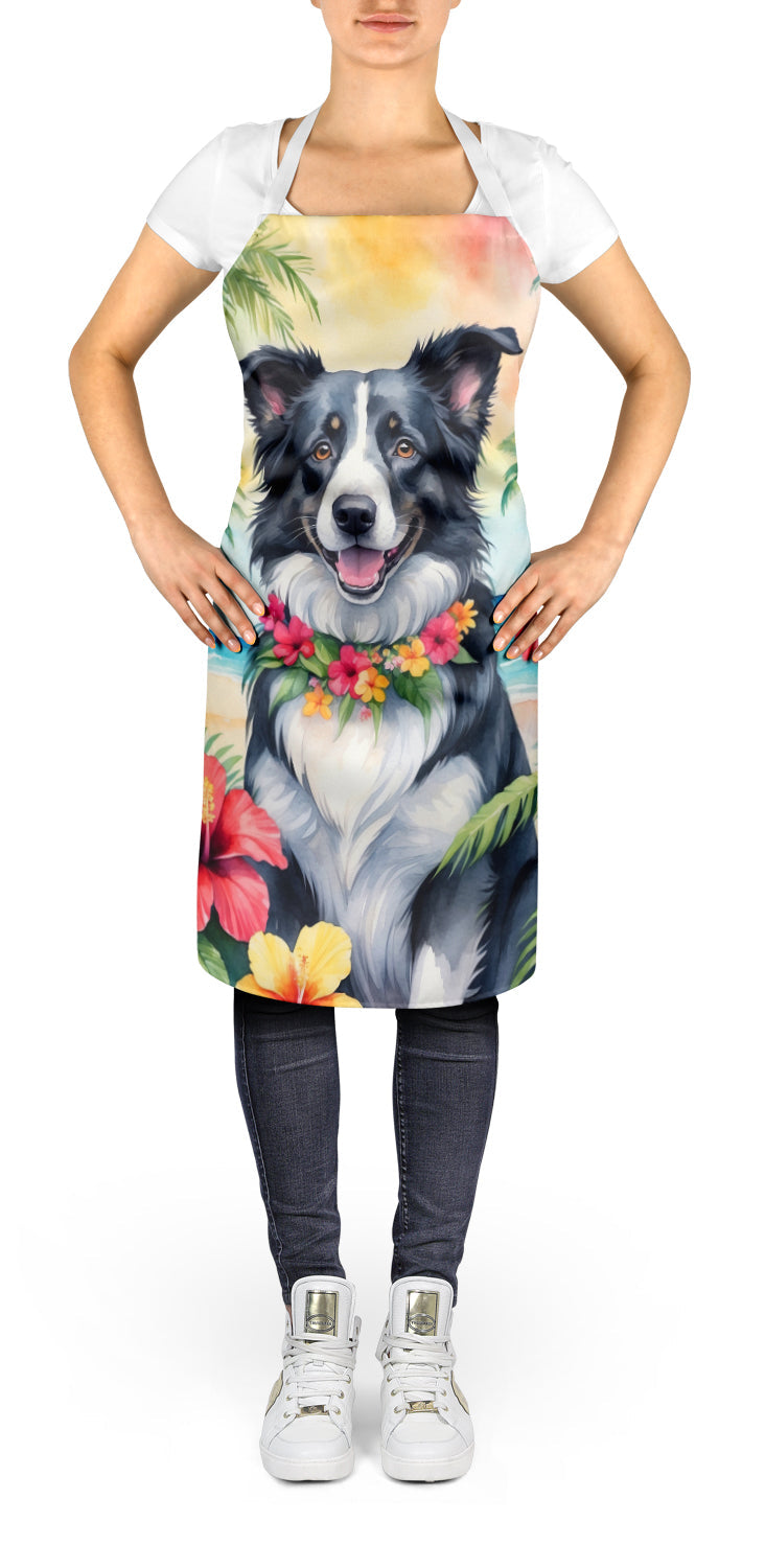 Border Collie Luau Apron Cooking Kitchen Server Baking Crafts Gardening for Adult Women Men, Unisex, Large, Multicolor