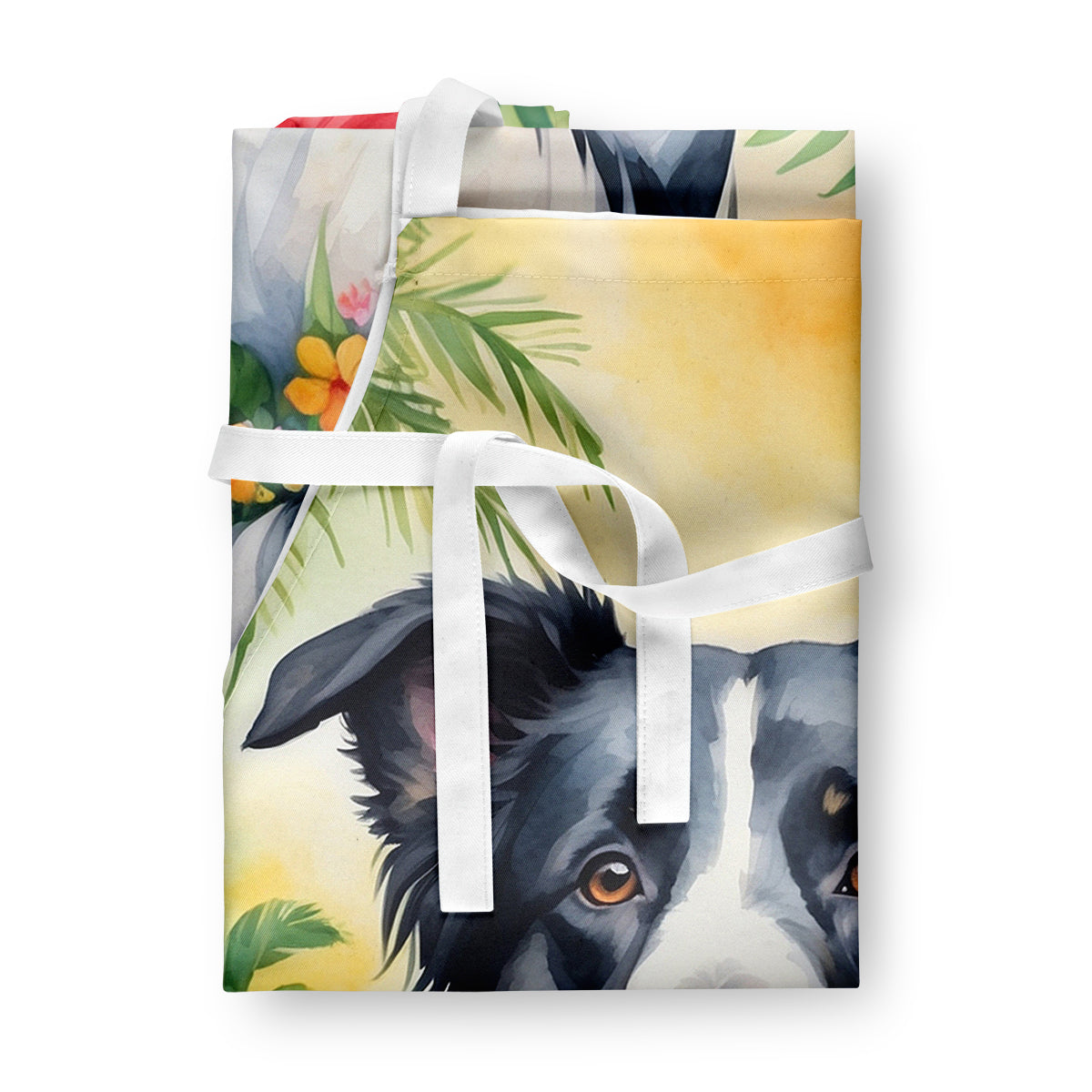 Border Collie Luau Apron Cooking Kitchen Server Baking Crafts Gardening for Adult Women Men, Unisex, Large, Multicolor