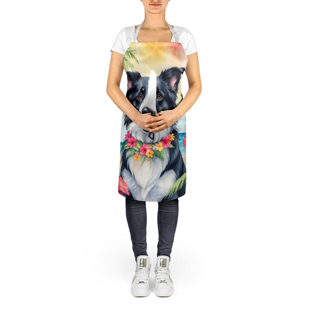Border Collie Luau Apron Cooking Kitchen Server Baking Crafts Gardening for Adult Women Men, Unisex, Large, Multicolor