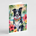 Border Collie Luau Greeting Cards Pack of 8 Blank Cards with Envelopes Whimsical A7 Size 5x7