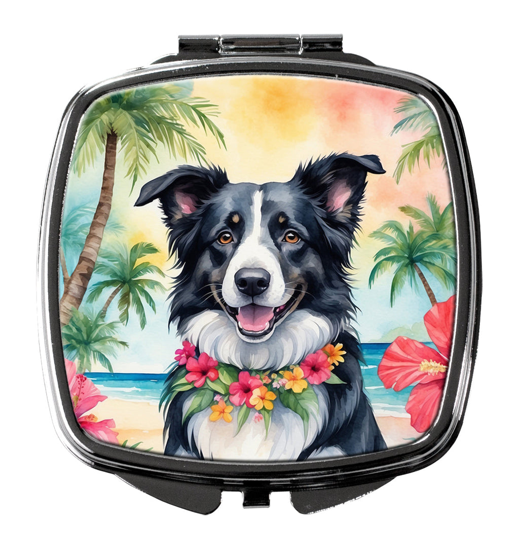 Border Collie Luau Compact Mirror Decorative Travel Makeup Mirror for Women Girls Gifts Pocket Makeup Mirror Folding Handheld