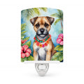 Border Terrier Luau Ceramic Night Light Compact, UL-Certified, Ideal for Bedroom, Bathroom, Nursery, Hallway, Kitchen, 6x4x3, Multicolor