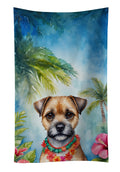 Border Terrier Luau Kitchen Towel Velour Plush Front and Cotton Loop Back Machine Washable