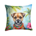 Border Terrier Luau Decorative Throw Pillow 14x14 Indoor Outdoor Accent Cushion, Fabric Cover with Insert for Sofa, Bed, Porch & Living Room