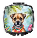 Border Terrier Luau Compact Mirror Decorative Travel Makeup Mirror for Women Girls Gifts Pocket Makeup Mirror Folding Handheld