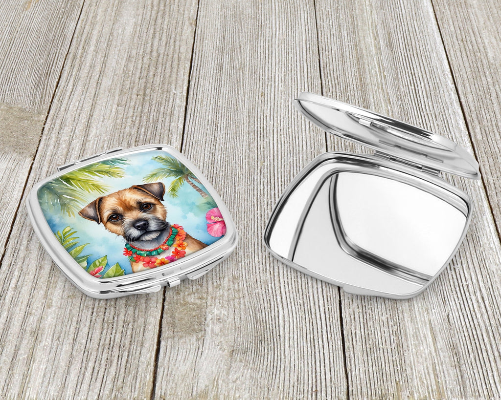 Border Terrier Luau Compact Mirror Decorative Travel Makeup Mirror for Women Girls Gifts Pocket Makeup Mirror Folding Handheld