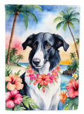 Borzoi Luau House Flag 28x40 Porch Sleeve Pole Decorative Outside Yard Banner Artwork Wall Hanging, Polyester