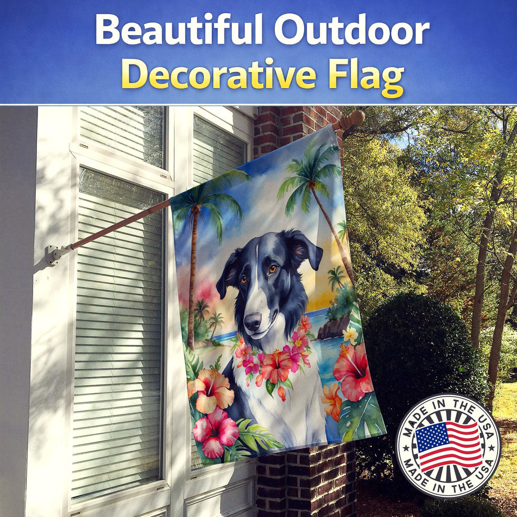 Borzoi Luau House Flag 28x40 Porch Sleeve Pole Decorative Outside Yard Banner Artwork Wall Hanging, Polyester