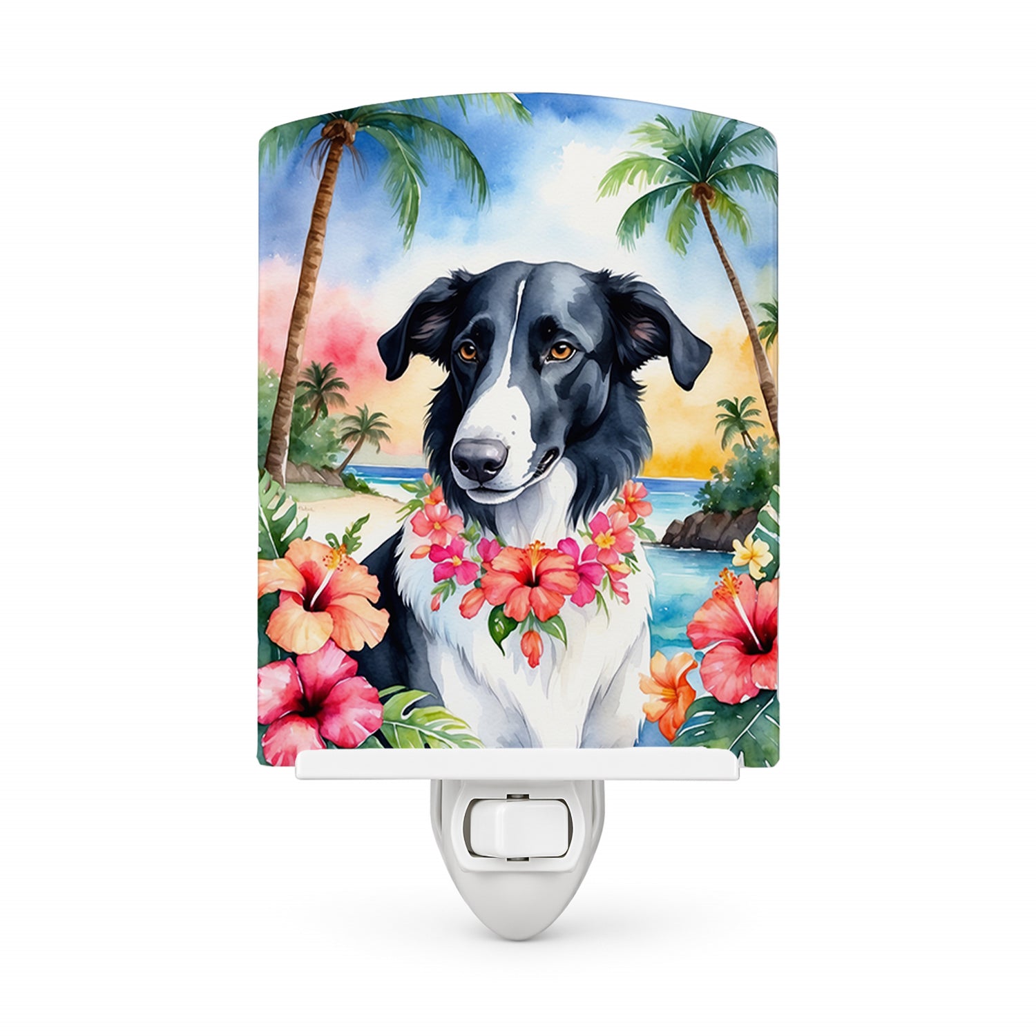 Borzoi Luau Ceramic Night Light Compact, UL-Certified, Ideal for Bedroom, Bathroom, Nursery, Hallway, Kitchen, 6x4x3, Multicolor