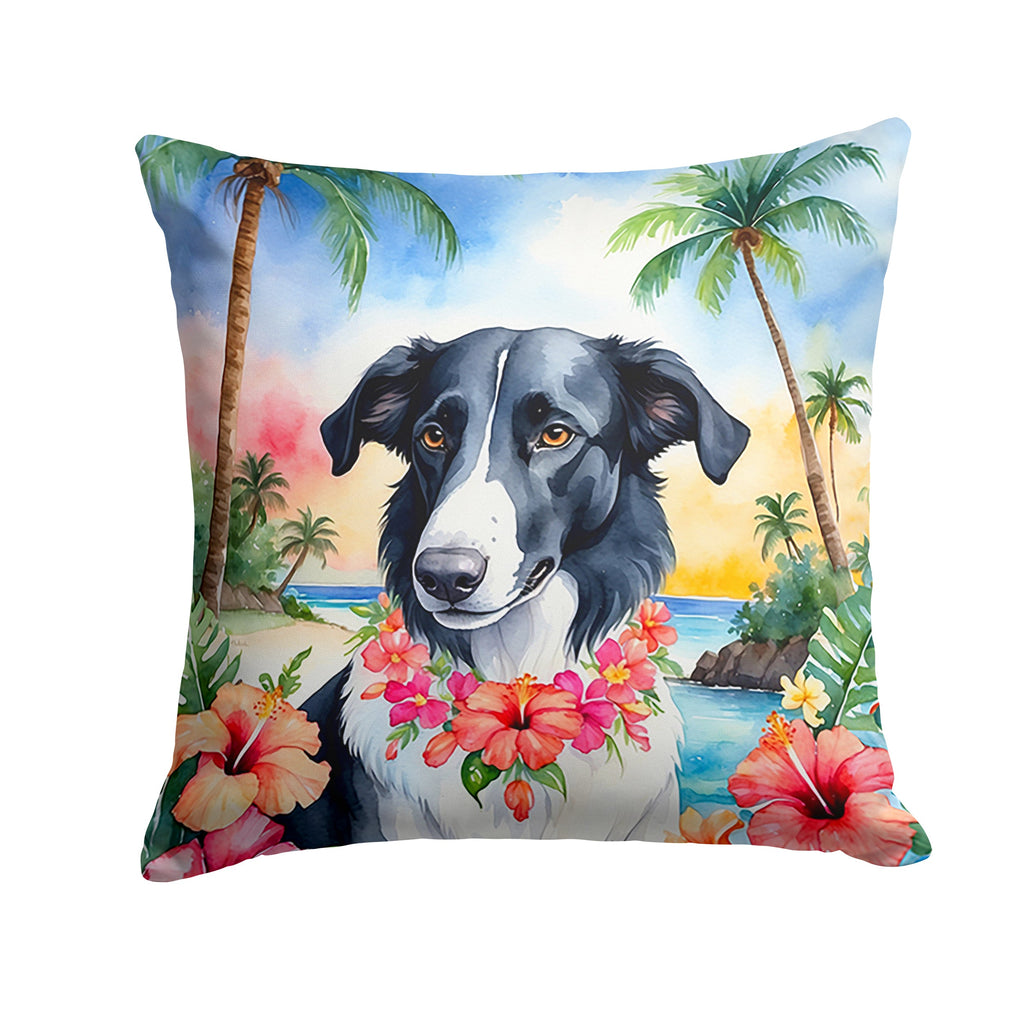 Borzoi Luau Decorative Throw Pillow 14x14 Indoor Outdoor Accent Cushion, Fabric Cover with Insert for Sofa, Bed, Porch & Living Room
