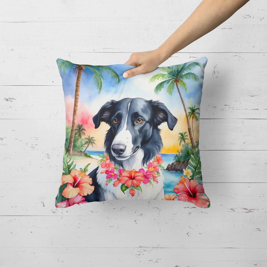 Borzoi Luau Decorative Throw Pillow 18x18 Indoor Outdoor Accent Cushion, Fabric Cover with Insert for Sofa, Bed, Porch & Living Room