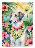 Borzoi Luau House Flag 28x40 Porch Sleeve Pole Decorative Outside Yard Banner Artwork Wall Hanging, Polyester