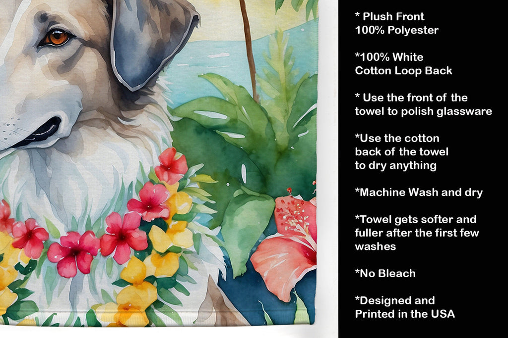 Borzoi Luau Kitchen Towel Velour Plush Front and Cotton Loop Back Machine Washable
