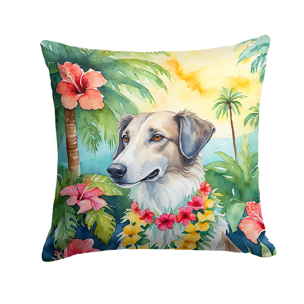 Borzoi Luau Decorative Throw Pillow 14x14 Indoor Outdoor Accent Cushion, Fabric Cover with Insert for Sofa, Bed, Porch & Living Room