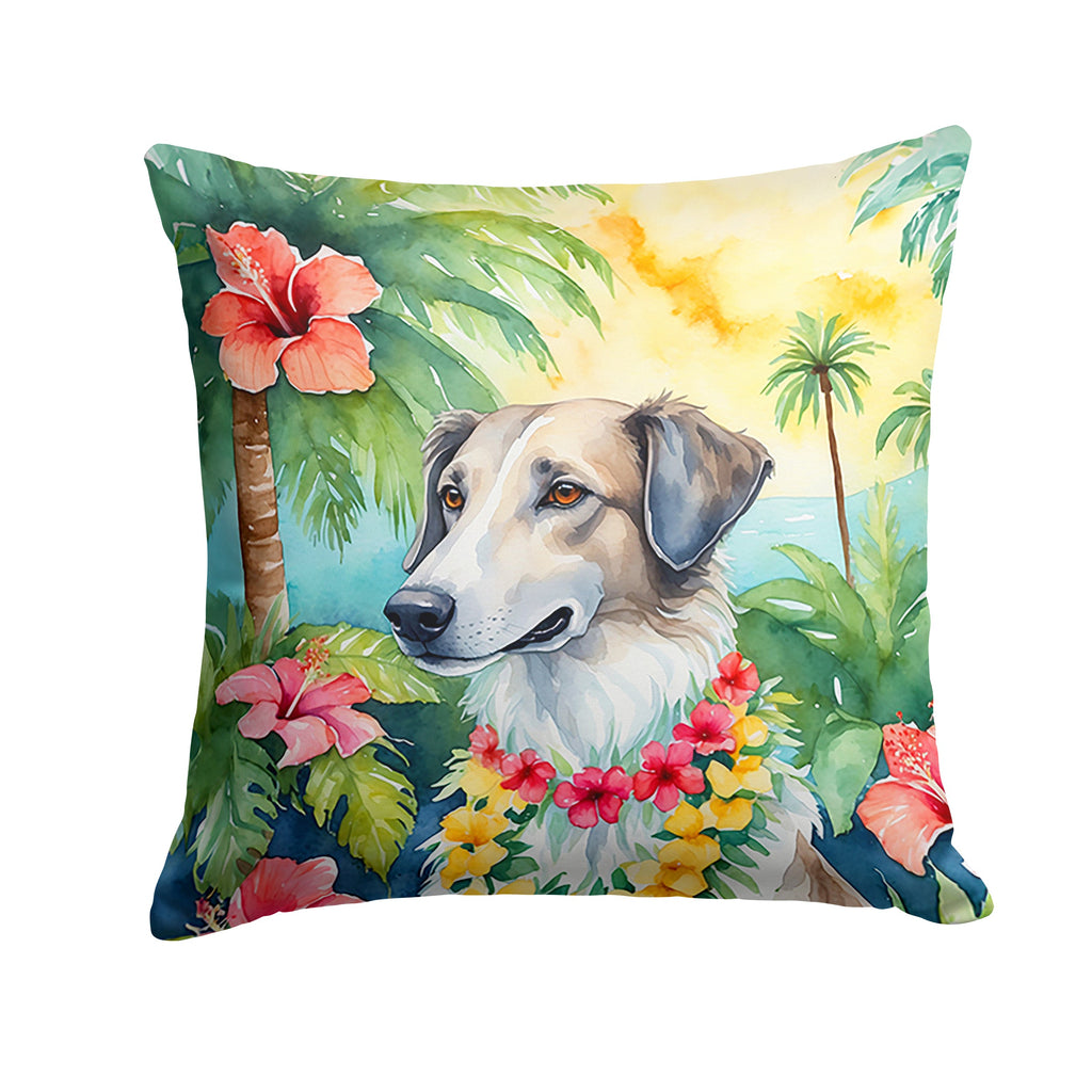 Borzoi Luau Decorative Throw Pillow 18x18 Indoor Outdoor Accent Cushion, Fabric Cover with Insert for Sofa, Bed, Porch & Living Room
