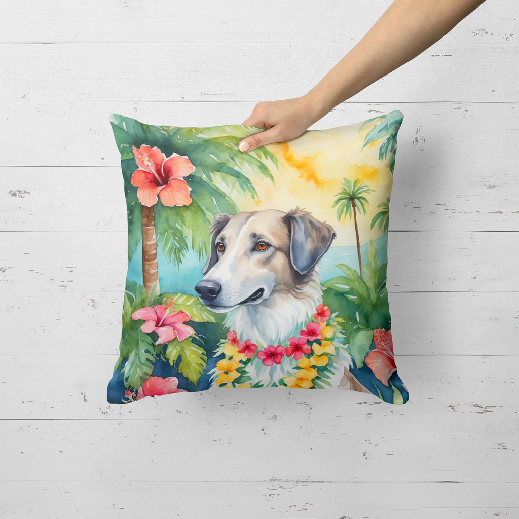 Borzoi Luau Decorative Throw Pillow 18x18 Indoor Outdoor Accent Cushion, Fabric Cover with Insert for Sofa, Bed, Porch & Living Room