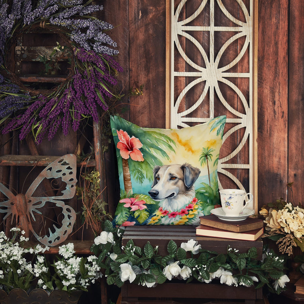 Borzoi Luau Decorative Throw Pillow 18x18 Indoor Outdoor Accent Cushion, Fabric Cover with Insert for Sofa, Bed, Porch & Living Room