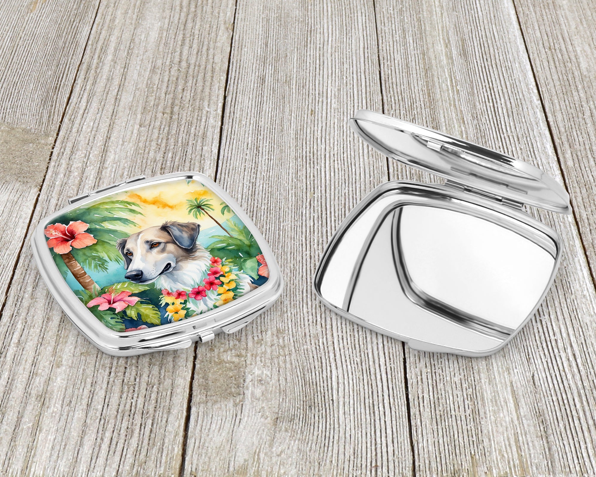 Borzoi Luau Compact Mirror Decorative Travel Makeup Mirror for Women Girls Gifts Pocket Makeup Mirror Folding Handheld