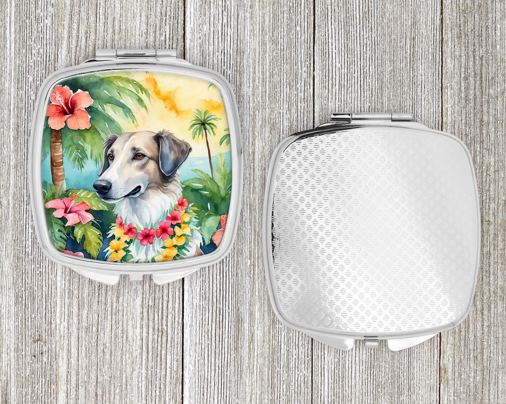 Borzoi Luau Compact Mirror Decorative Travel Makeup Mirror for Women Girls Gifts Pocket Makeup Mirror Folding Handheld