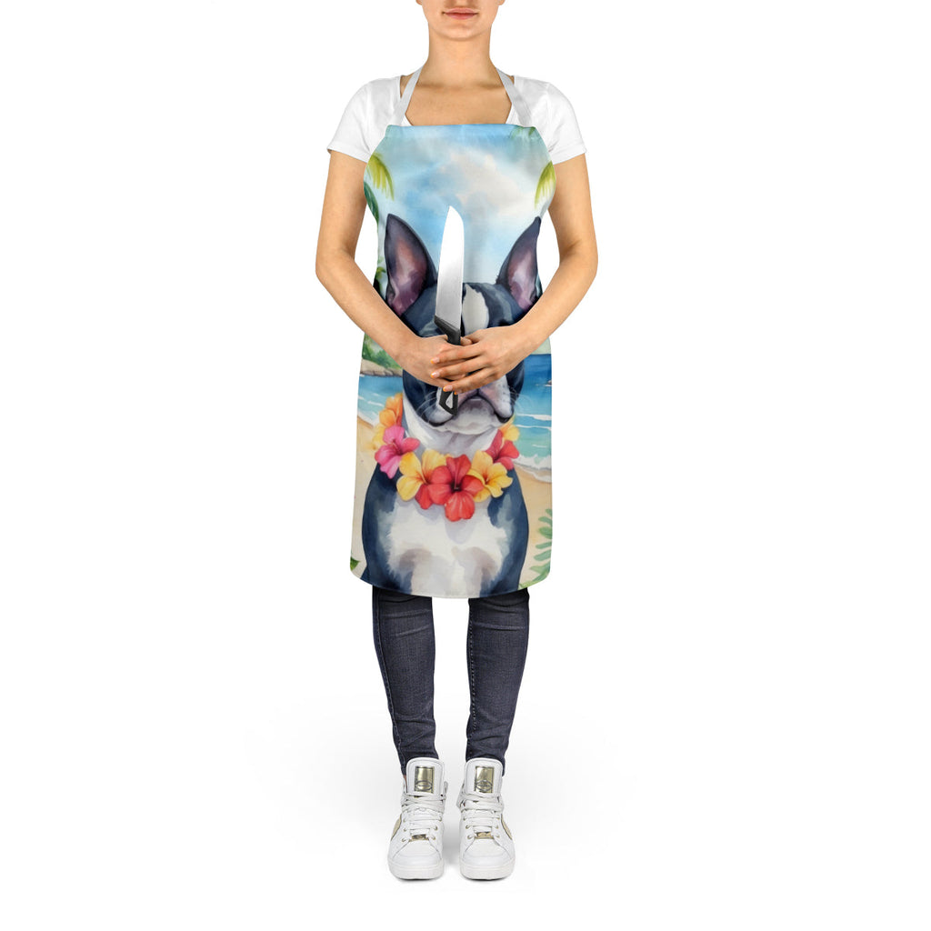 Boston Terrier Luau Apron Cooking Kitchen Server Baking Crafts Gardening for Adult Women Men, Unisex, Large, Multicolor