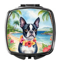 Boston Terrier Luau Compact Mirror Decorative Travel Makeup Mirror for Women Girls Gifts Pocket Makeup Mirror Folding Handheld