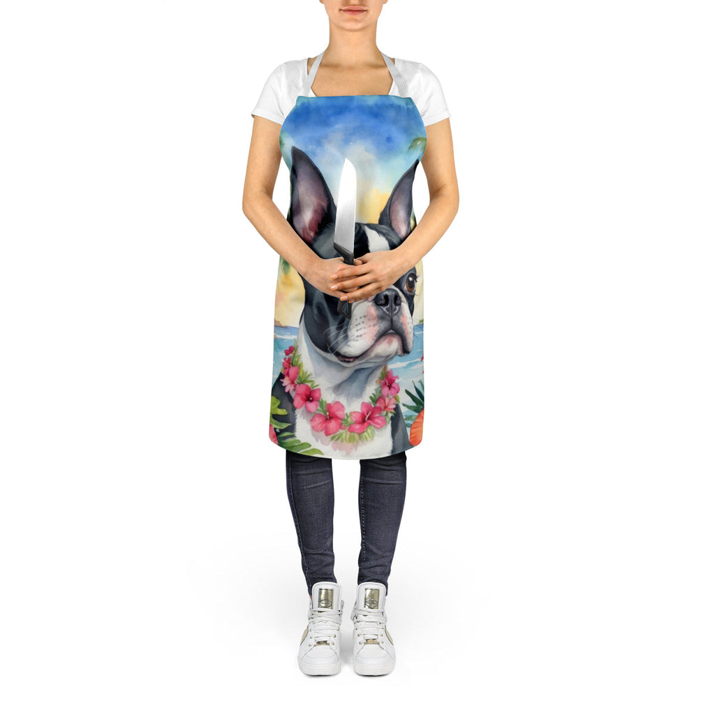 Boston Terrier Luau Apron Cooking Kitchen Server Baking Crafts Gardening for Adult Women Men, Unisex, Large, Multicolor