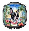 Boston Terrier Luau Compact Mirror Decorative Travel Makeup Mirror for Women Girls Gifts Pocket Makeup Mirror Folding Handheld