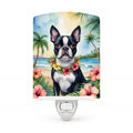 Boston Terrier Luau Ceramic Night Light Compact, UL-Certified, Ideal for Bedroom, Bathroom, Nursery, Hallway, Kitchen, 6x4x3, Multicolor