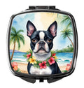 Boston Terrier Luau Compact Mirror Decorative Travel Makeup Mirror for Women Girls Gifts Pocket Makeup Mirror Folding Handheld