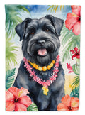 Bouvier des Flandres Luau House Flag 28x40 Porch Sleeve Pole Decorative Outside Yard Banner Artwork Wall Hanging, Polyester