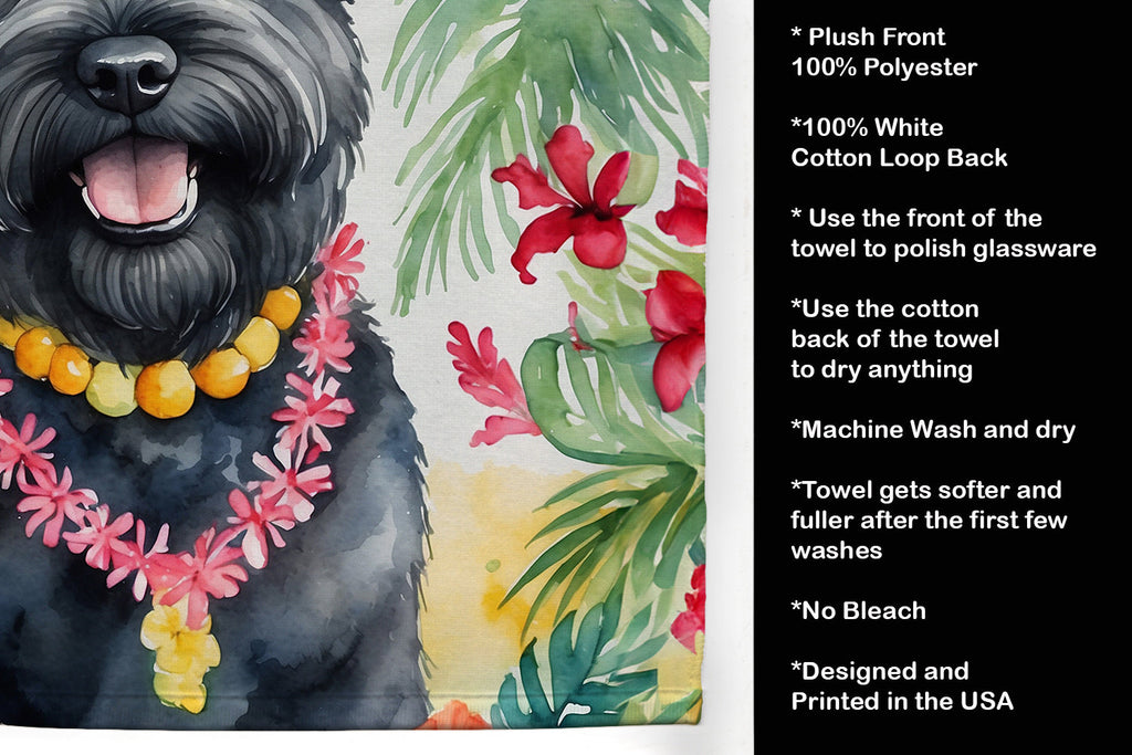 Bouvier des Flandres Luau Kitchen Towel Velour Plush Front and Cotton Loop Back Machine Washable