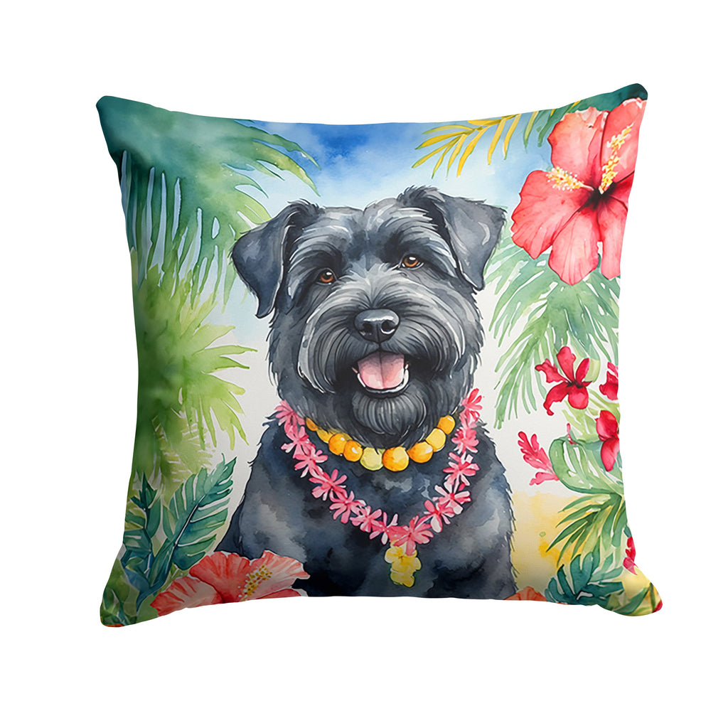 Bouvier des Flandres Luau Decorative Throw Pillow 14x14 Indoor Outdoor Accent Cushion, Fabric Cover with Insert for Sofa, Bed, Porch & Living Room