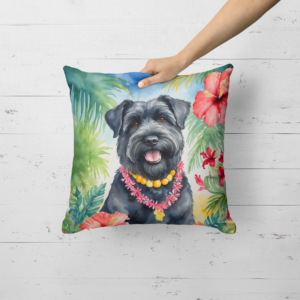 Bouvier des Flandres Luau Decorative Throw Pillow 18x18 Indoor Outdoor Accent Cushion, Fabric Cover with Insert for Sofa, Bed, Porch & Living Room