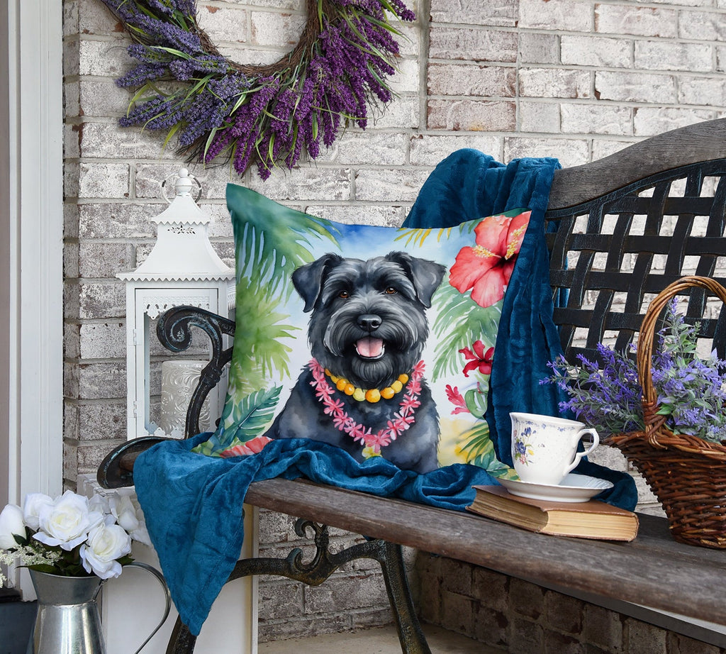 Bouvier des Flandres Luau Decorative Throw Pillow 18x18 Indoor Outdoor Accent Cushion, Fabric Cover with Insert for Sofa, Bed, Porch & Living Room