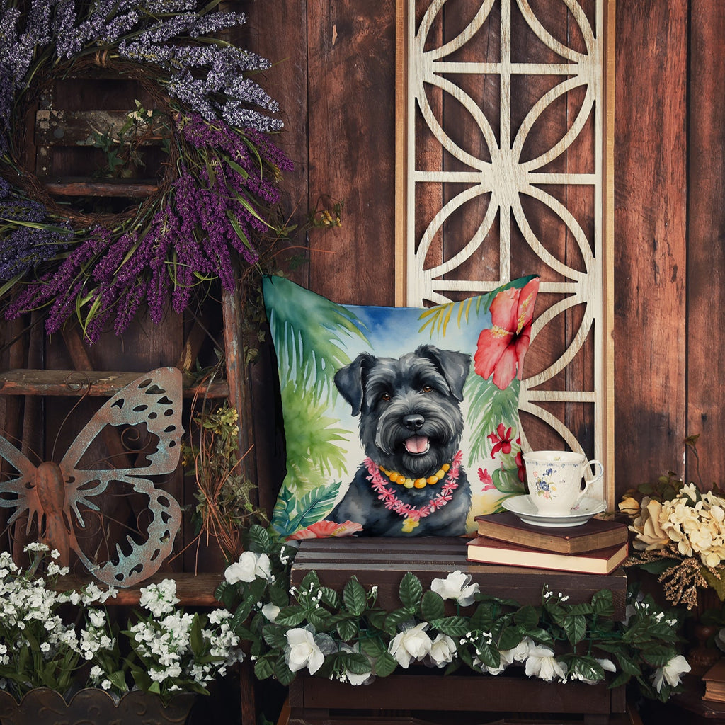 Bouvier des Flandres Luau Decorative Throw Pillow 18x18 Indoor Outdoor Accent Cushion, Fabric Cover with Insert for Sofa, Bed, Porch & Living Room