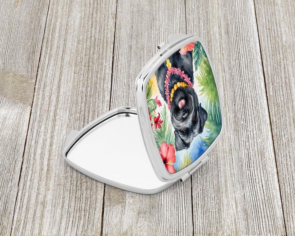 Bouvier des Flandres Luau Compact Mirror Decorative Travel Makeup Mirror for Women Girls Gifts Pocket Makeup Mirror Folding Handheld