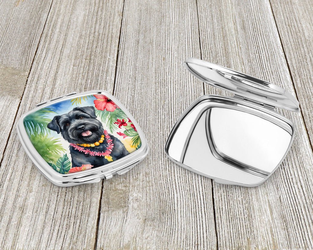 Bouvier des Flandres Luau Compact Mirror Decorative Travel Makeup Mirror for Women Girls Gifts Pocket Makeup Mirror Folding Handheld