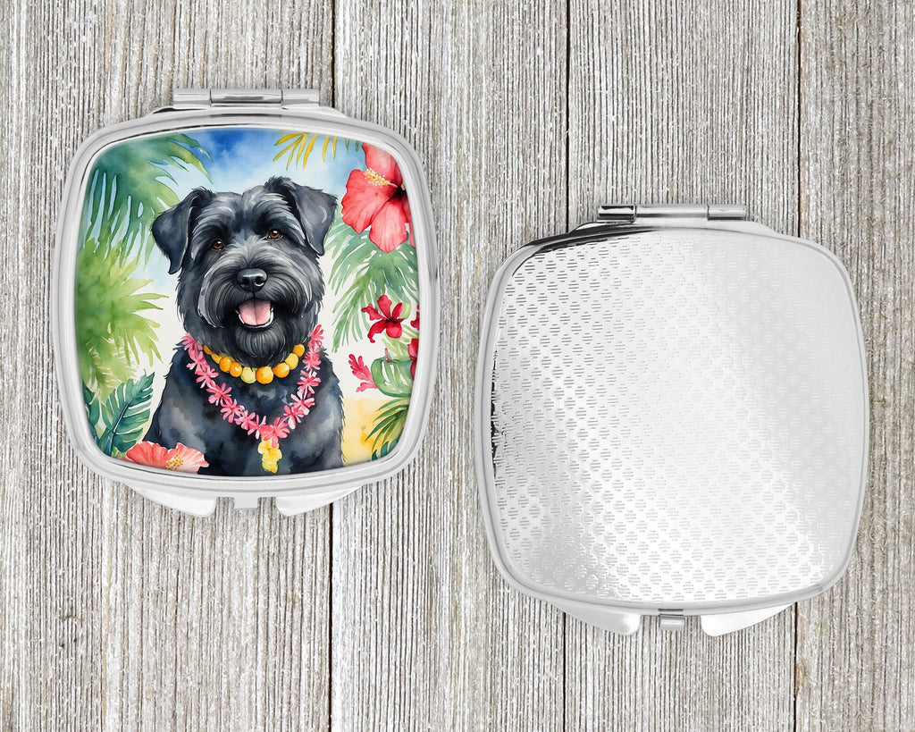 Bouvier des Flandres Luau Compact Mirror Decorative Travel Makeup Mirror for Women Girls Gifts Pocket Makeup Mirror Folding Handheld