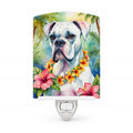 White Boxer Luau Ceramic Night Light Compact, UL-Certified, Ideal for Bedroom, Bathroom, Nursery, Hallway, Kitchen, 6x4x3, Multicolor