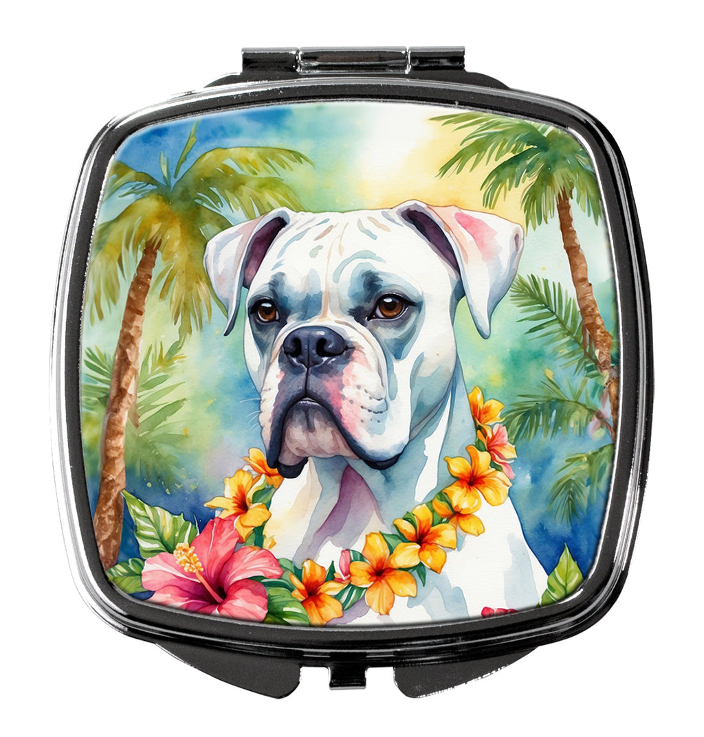 White Boxer Luau Compact Mirror Decorative Travel Makeup Mirror for Women Girls Gifts Pocket Makeup Mirror Folding Handheld
