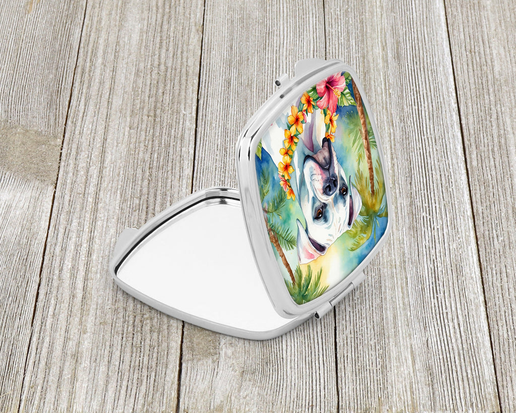 White Boxer Luau Compact Mirror Decorative Travel Makeup Mirror for Women Girls Gifts Pocket Makeup Mirror Folding Handheld