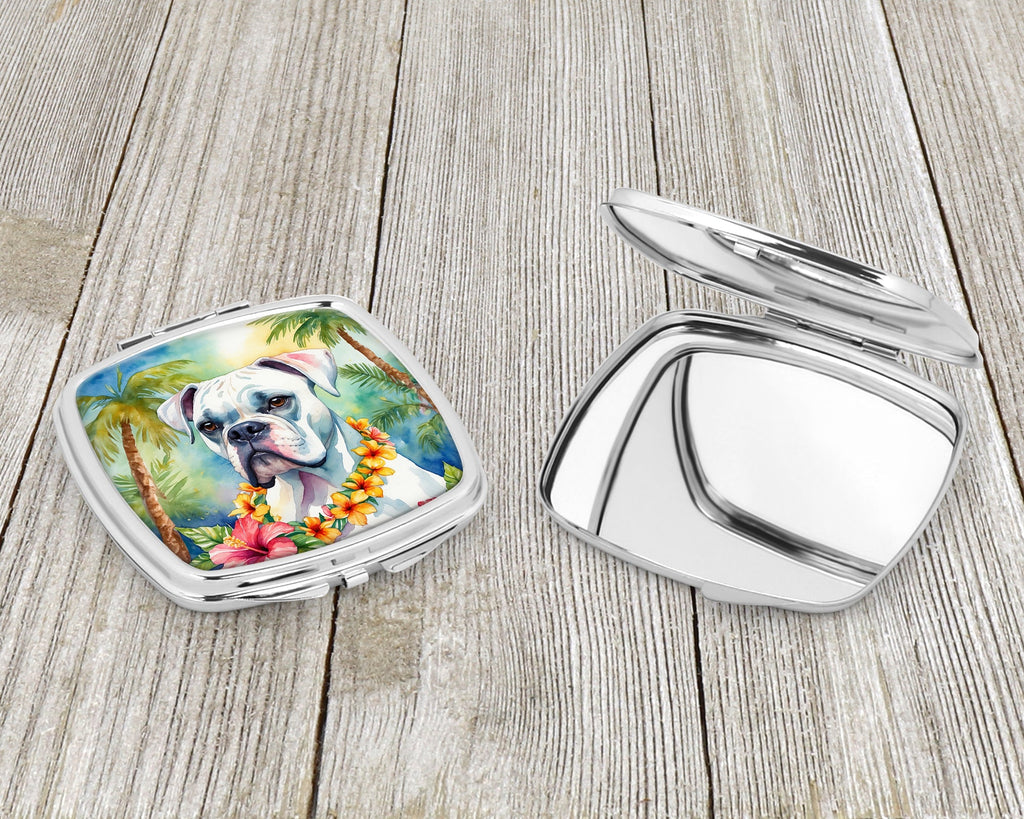 White Boxer Luau Compact Mirror Decorative Travel Makeup Mirror for Women Girls Gifts Pocket Makeup Mirror Folding Handheld