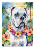 White Boxer Luau House Flag 28x40 Porch Sleeve Pole Decorative Outside Yard Banner Artwork Wall Hanging, Polyester