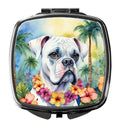 White Boxer Luau Compact Mirror Decorative Travel Makeup Mirror for Women Girls Gifts Pocket Makeup Mirror Folding Handheld